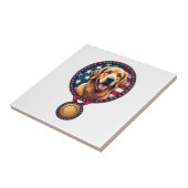 Patriotic Golden Retriever Medal Vintage Tee 3 タイル (側面)
