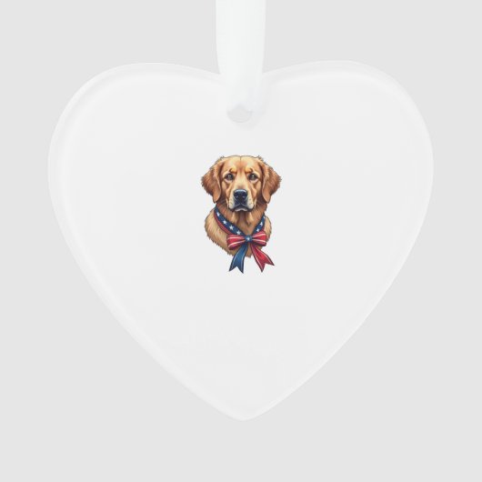 Patriotic Golden Retriever Memorial Day Tee 3 オーナメント (正面)