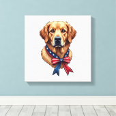 Patriotic Golden Retriever Memorial Day Tee 3 キャンバスプリント (インサイチュ (ウッドフロア))
