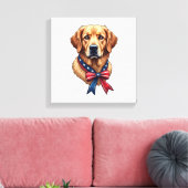 Patriotic Golden Retriever Memorial Day Tee 3 キャンバスプリント (インサイチュ (リビング))