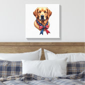 Patriotic Golden Retriever Memorial Day Tee 3 キャンバスプリント (インサイチュ (寝室))