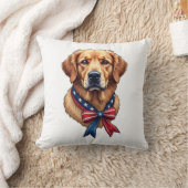 Patriotic Golden Retriever Memorial Day Tee 3 クッション (ブランケット)