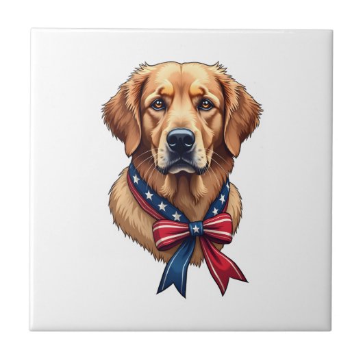 Patriotic Golden Retriever Memorial Day Tee 3 タイル (正面)