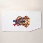 Patriotic Golden Retriever Memorial Day Tee 3 バスタオル (バスタオル)