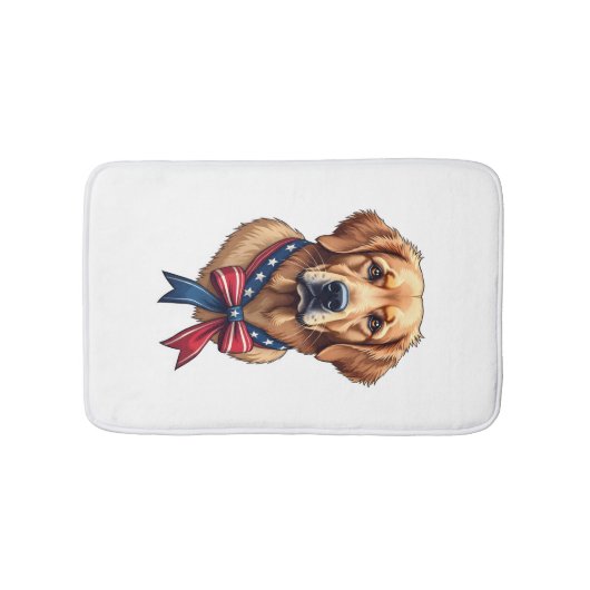 Patriotic Golden Retriever Memorial Day Tee 3 バスマット (正面)