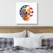 Patriotic Golden Retriever Open Crest Shirt キャンバスプリント (インサイチュ (寝室))
