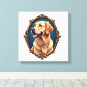 Patriotic Golden Retriever Oval Cameo Shirt 2 キャンバスプリント (インサイチュ (ウッドフロア))