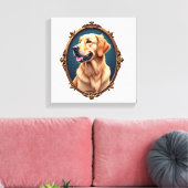 Patriotic Golden Retriever Oval Cameo Shirt 2 キャンバスプリント (インサイチュ (リビング))