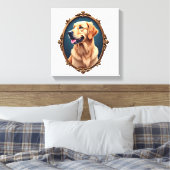 Patriotic Golden Retriever Oval Cameo Shirt 2 キャンバスプリント (インサイチュ (寝室))