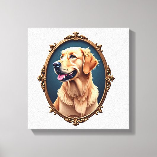 Patriotic Golden Retriever Oval Cameo Shirt 2 キャンバスプリント (正面)