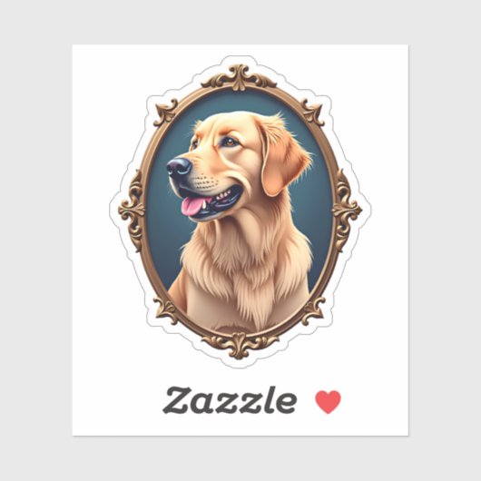 Patriotic Golden Retriever Oval Cameo Shirt 2 シール (シート)