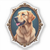 Patriotic Golden Retriever Oval Cameo Shirt 2 シール (正面)