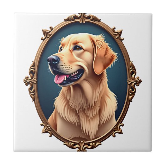 Patriotic Golden Retriever Oval Cameo Shirt 2 タイル (正面)