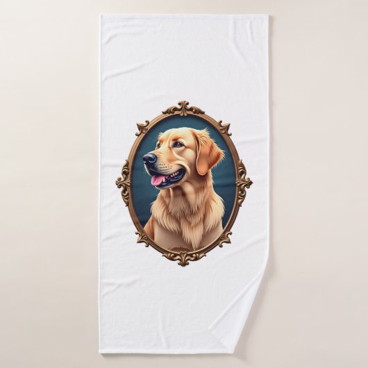 Patriotic Golden Retriever Oval Cameo Shirt 2 バスタオル (バスタオル)