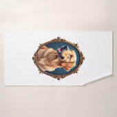 Patriotic Golden Retriever Oval Cameo Shirt 2 バスタオル (バスタオル)