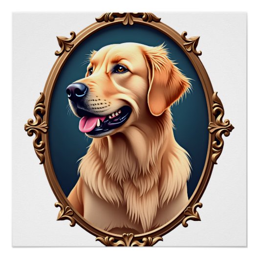 Patriotic Golden Retriever Oval Cameo Shirt 2 ポスター (正面)