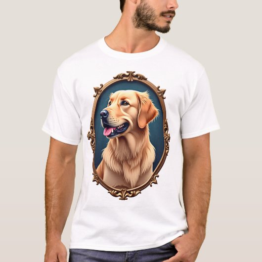 Patriotic Golden Retriever Oval Cameo Shirt 2 Tシャツ (正面)