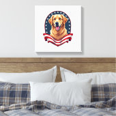 Patriotic Golden Retriever Pocket Emblem Tee キャンバスプリント (インサイチュ (寝室))