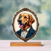 Patriotic Golden Retriever Portrait Vintage Tee アクリルサイン (ニュートラル)