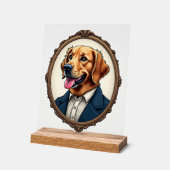 Patriotic Golden Retriever Portrait Vintage Tee アクリルサイン (傾斜)