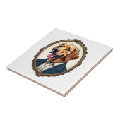 Patriotic Golden Retriever Portrait Vintage Tee タイル (側面)