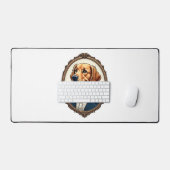 Patriotic Golden Retriever Portrait Vintage Tee デスクマット (キーボード&マウス)