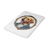 Patriotic Golden Retriever Portrait Vintage Tee バスマット (アングル)