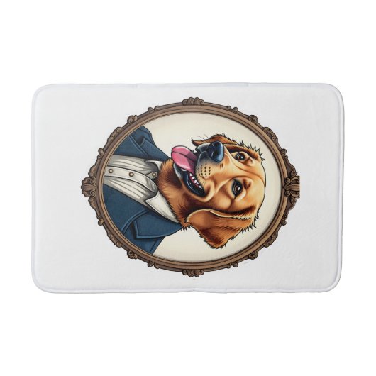 Patriotic Golden Retriever Portrait Vintage Tee バスマット (正面)