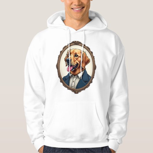 Patriotic Golden Retriever Portrait Vintage Tee パーカ (正面)