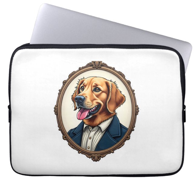 Patriotic Golden Retriever Portrait Vintage Tee ラップトップスリーブ (正面)