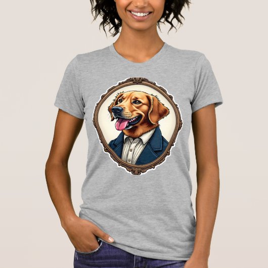 Patriotic Golden Retriever Portrait Vintage Tee Tシャツ (正面)