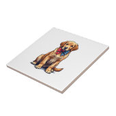 Patriotic Golden Retriever Puppy Vintage Shirt 4 タイル (側面)