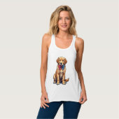 Patriotic Golden Retriever Puppy Vintage Shirt 4 タンクトップ (正面フル)