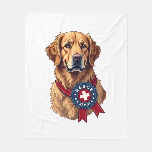 Patriotic Golden Retriever Rescue Vintage Tee 4 フリースブランケット (正面)