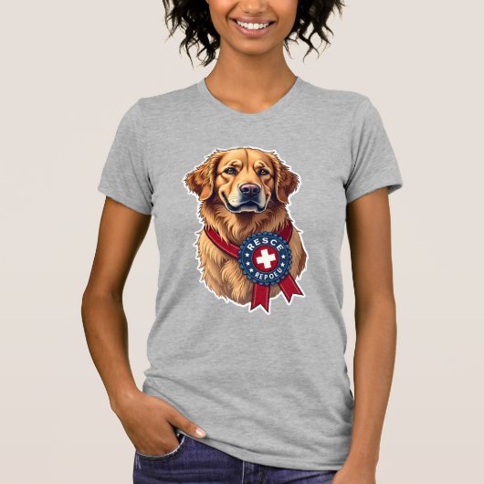 Patriotic Golden Retriever Rescue Vintage Tee 4 Tシャツ (正面)