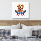 Patriotic Golden Retriever Ribbon Bridge Tee キャンバスプリント (インサイチュ (寝室))