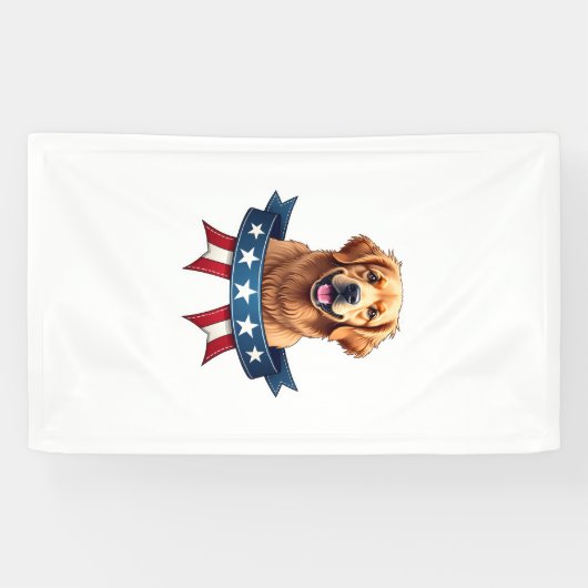 Patriotic Golden Retriever Ribbon Bridge Tee 横断幕 (横)