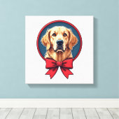 Patriotic Golden Retriever Ribbon Halo Shirt キャンバスプリント (インサイチュ (ウッドフロア))