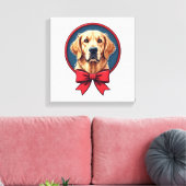 Patriotic Golden Retriever Ribbon Halo Shirt キャンバスプリント (インサイチュ (リビング))