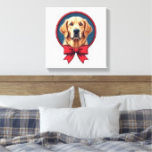 Patriotic Golden Retriever Ribbon Halo Shirt キャンバスプリント (インサイチュ (寝室))