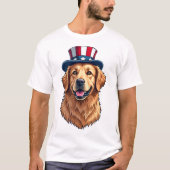 Patriotic Golden Retriever Split Frame Tee 2 Tシャツ (正面)