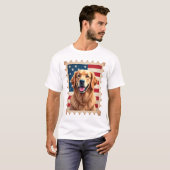 Patriotic Golden Retriever Stamp Vintage Tee 2 Tシャツ (正面フル)