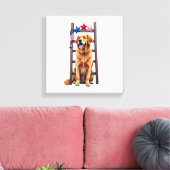 Patriotic Golden Retriever Star Ladder Shirt キャンバスプリント (インサイチュ (リビング))