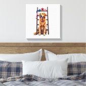Patriotic Golden Retriever Star Ladder Shirt キャンバスプリント (インサイチュ (寝室))