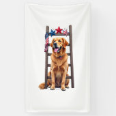 Patriotic Golden Retriever Star Ladder Shirt 横断幕 (縦)