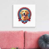 Patriotic Golden Retriever Tribute Crest Tee キャンバスプリント (インサイチュ (リビング))