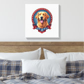 Patriotic Golden Retriever Tribute Crest Tee キャンバスプリント (インサイチュ (寝室))