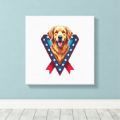 Patriotic Golden Retriever Victory Ribbon Tee キャンバスプリント (インサイチュ (ウッドフロア))