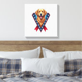 Patriotic Golden Retriever Victory Ribbon Tee キャンバスプリント (インサイチュ (寝室))