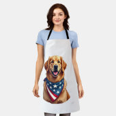 Patriotic Golden Retriever Vintage Engraving Shirt エプロン (着用した状態)